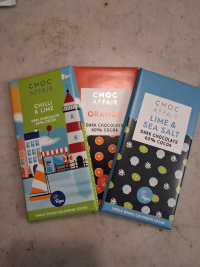 Set of three dark chocolates